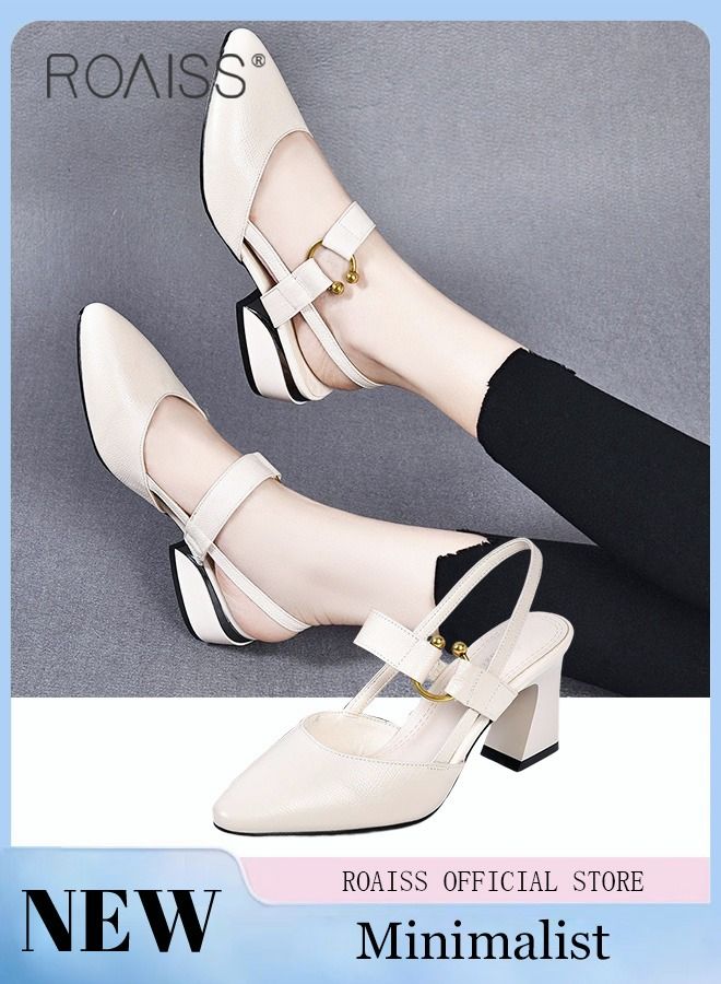 Fashion Woman Office Lady Shoes Sandals Women's Summer Pointy Chunky Shoes Large Size Sandals