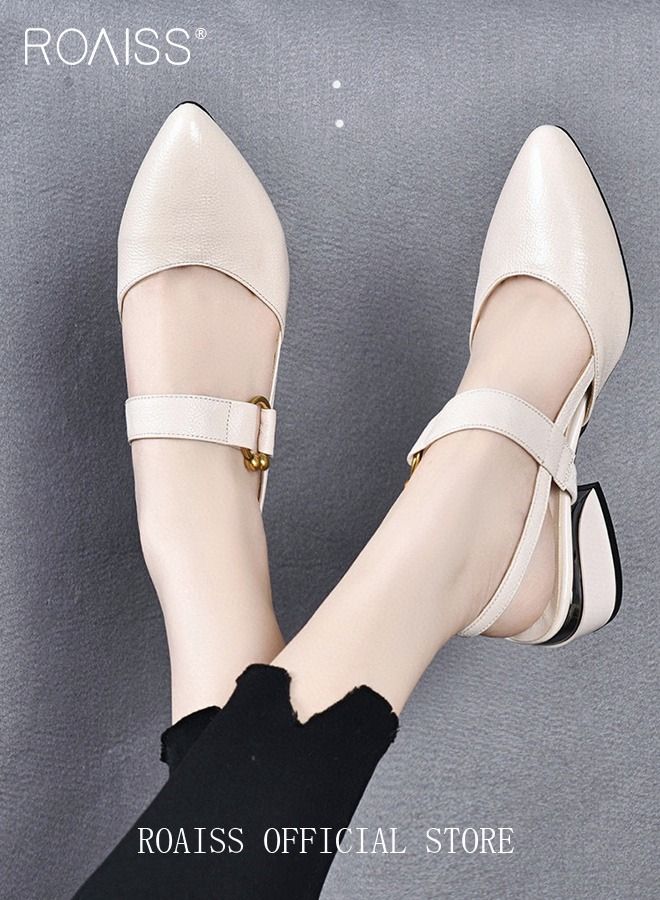 Fashion Woman Office Lady Shoes Sandals Women's Summer Pointy Chunky Shoes Large Size Sandals