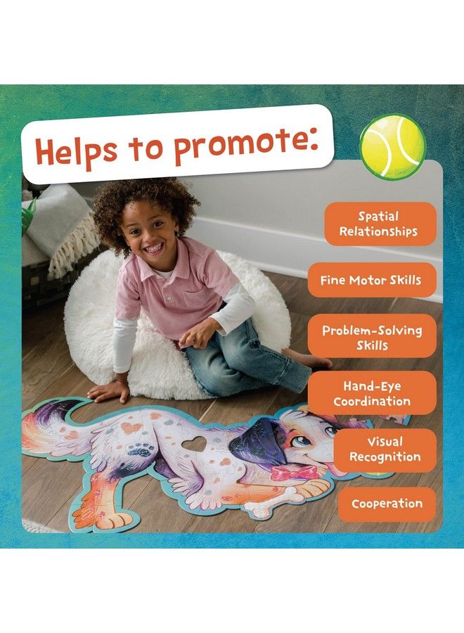 Shiny Puppy Floor Puzzle 43 Piece Giant Floor Puzzle For Kids Ages 3 & Up Fun Shaped Puzzle Pieces Great For Classrooms