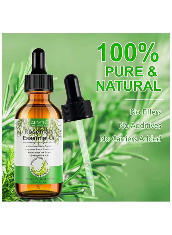 Rosemary Essential Hair Growth Oil Pure Organic Rosemary Oil for Dry Damaged Hair, Hair Growth Scalp Oil 2.02 Fl Oz