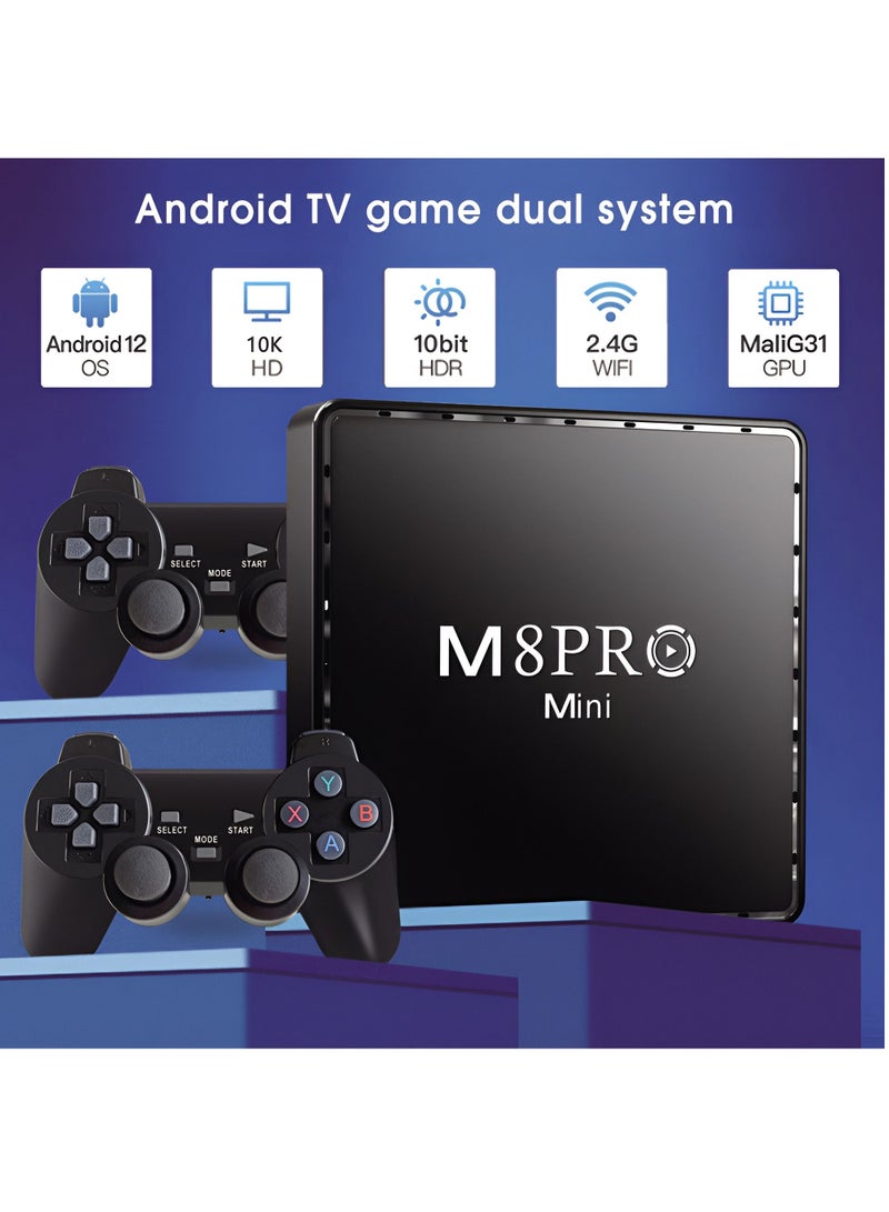 Retro Game Console M8 Pro Mini HD Game Box 64G Built In 10000 Games for PS1 SFC Wireless Gamepad Console for Android 12.1 TV Box