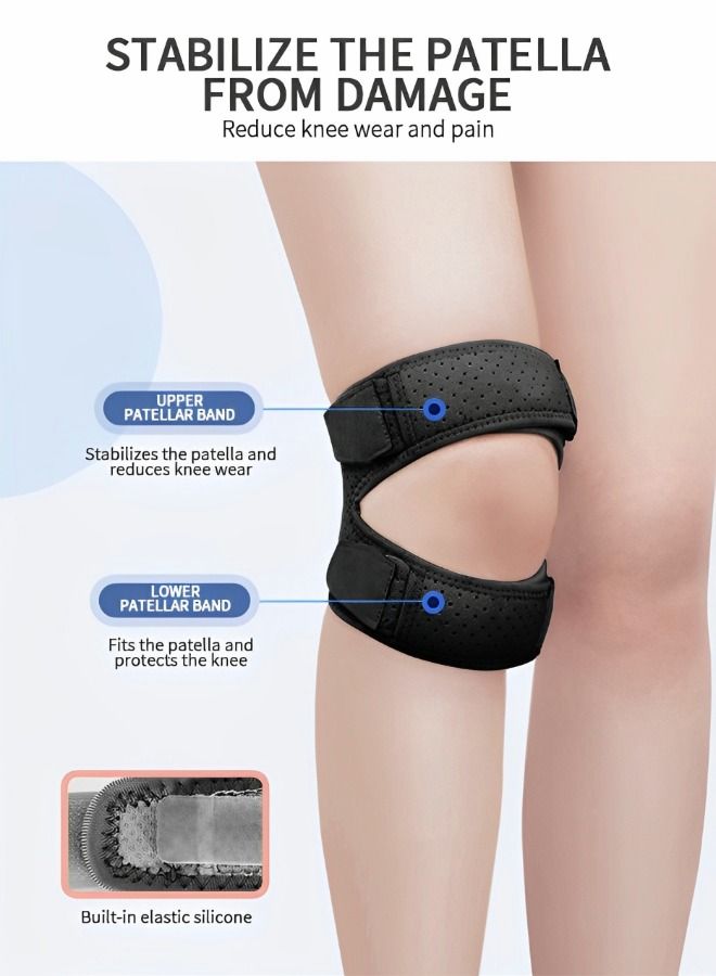 Patella Knee Brace, Adjustable Knee Brace for Knee Pain Prevention And Relief, Neoprene Knee Brace, Running Support Belt, Patella Stabilizer Support for Running, Fitness, Basketball