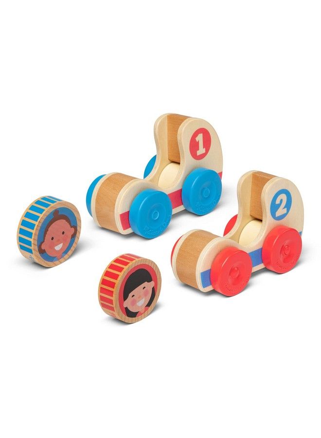 Go Tots Wooden Race Cars (2 Cars 2 Disks) Stacking Toys For Infants Hand Push Vehicles Wooden Car Toys For Toddlers Ages 1+ Fsccertified Materials