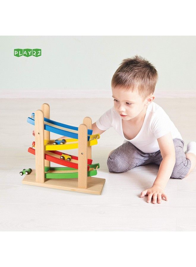 Wooden Car Ramps Race 4 Level Toy Car Ramp Race Track Includes 4 Wooden Toy Cars My First Baby Toys Toddler Race Car Ramp Toy Set Is A Great Gift For Boys And Girls Original