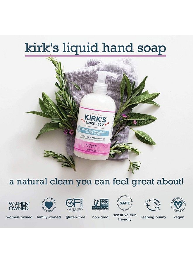 Odorneutralizing Clean Hand Soap Castile Liquid Soap Pump Bottle Moisturizing & Hydrating Kitchen Hand Wash Rosemary & Sage Scent 12 Fl Oz. Bottle 4Pack