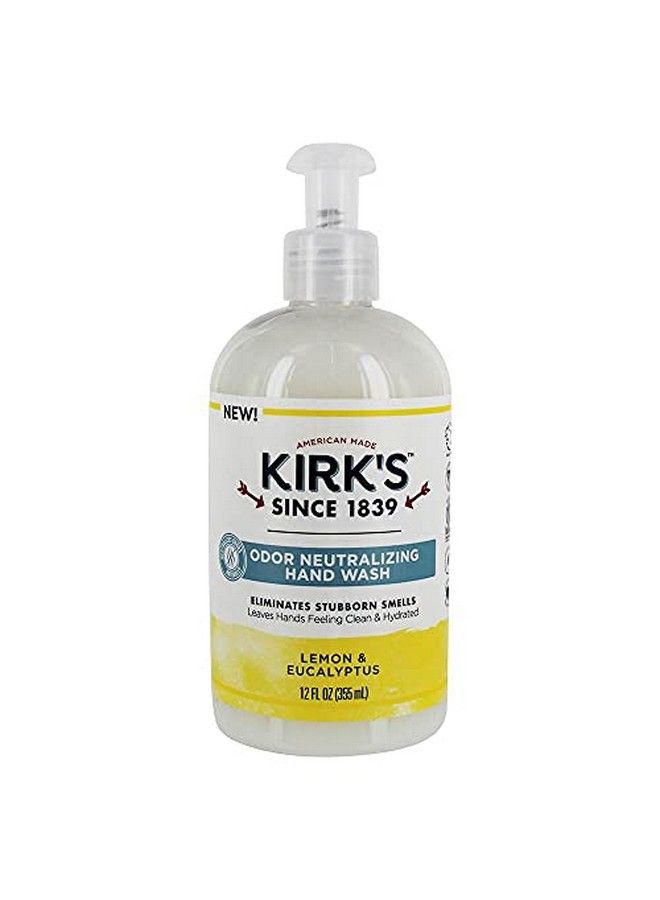 Odorneutralizing Clean Hand Soap By Kirk’S ; Castile Liquid Soap Pump Bottle ; Moisturizing & Hydrating Kitchen Hand Wash ; Lemon & Eucalyptus Scent ; 12 Fl Oz Bottle