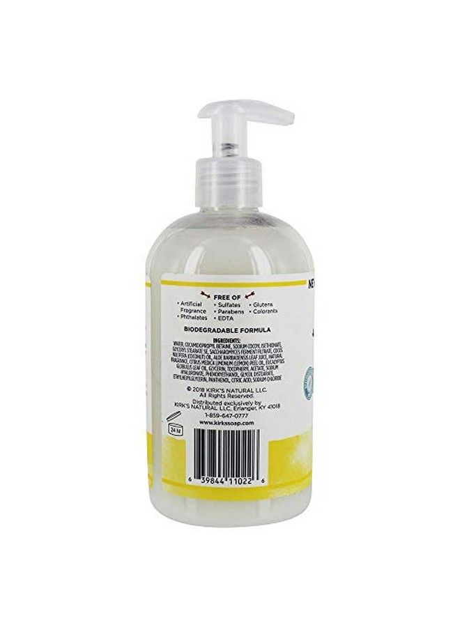 Odorneutralizing Clean Hand Soap By Kirk’S ; Castile Liquid Soap Pump Bottle ; Moisturizing & Hydrating Kitchen Hand Wash ; Lemon & Eucalyptus Scent ; 12 Fl Oz Bottle