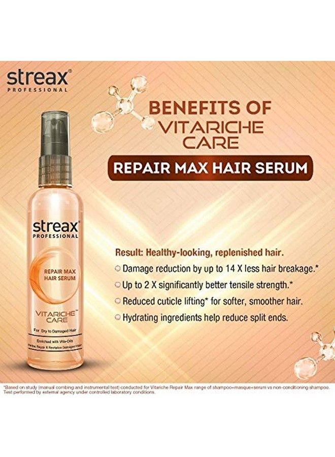 Professional Vitariche Care Repair Max Hair Serum For Men & Women ; Helps Repair & Rejuvenate Dry & Damaged Hair ; Provides Softer Nourished & Healthier Hair ; For Dry To Damaged Hair 100 Ml
