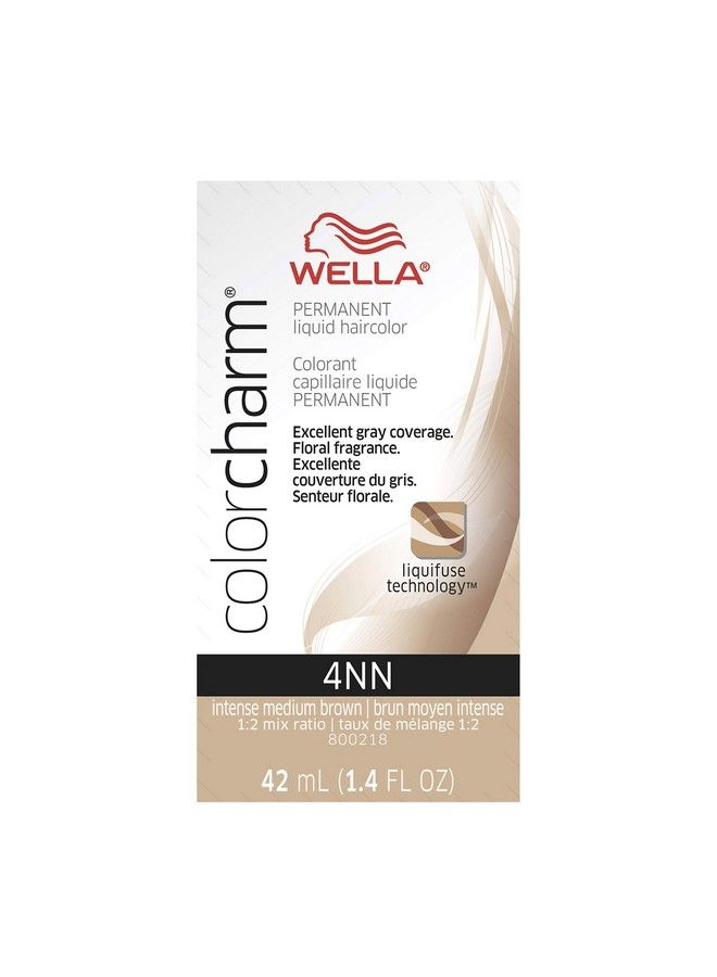 Wella Colorcharm Permanent Liquid Hair Color For Gray Coverage 4Nn Intense Med Brown