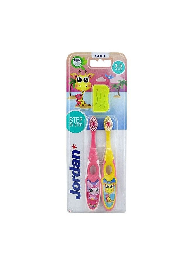 Step 2 Kids Toothbrush 3 5 Years Soft Bristles Bpa Free (Pack Of 2 3 5 Years Pink + Yellow)