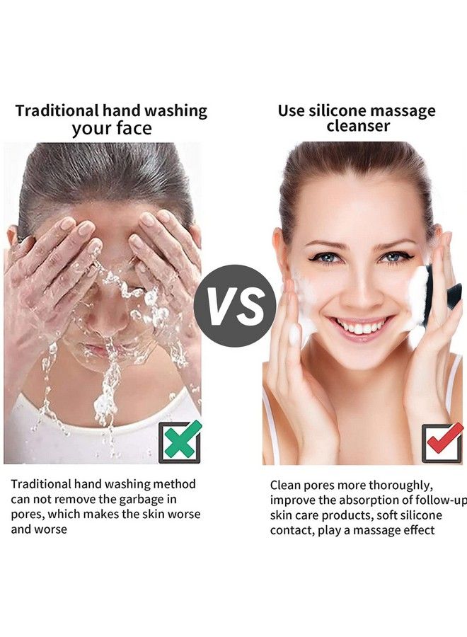 Silicone Face Scrubber For Men Facial Cleansing Brush Silicone Face Wash Brush Manual Waterproof Cleansing Skin Care Face Brushes For Cleansing And Exfoliating (Black)
