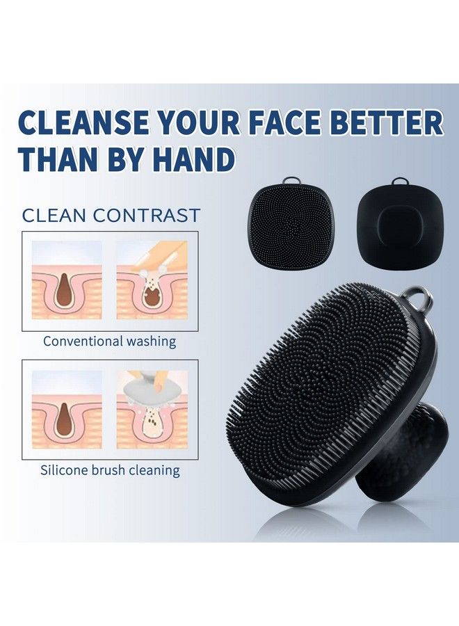 Silicone Face Scrubber For Men Facial Cleansing Brush Silicone Face Wash Brush Manual Waterproof Cleansing Skin Care Face Brushes For Cleansing And Exfoliating (Black)