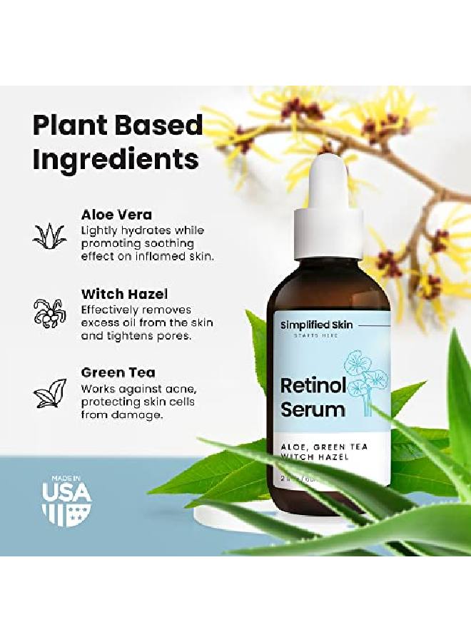 Retinol Serum 25% For Face & Eyes (2 Oz) With Vitamin A E Hyaluronic Acid & Green Tea For Antiaging Fine Lines & Wrinkles Brightening Facial Serum For Day & Night Use By Simplified Skin