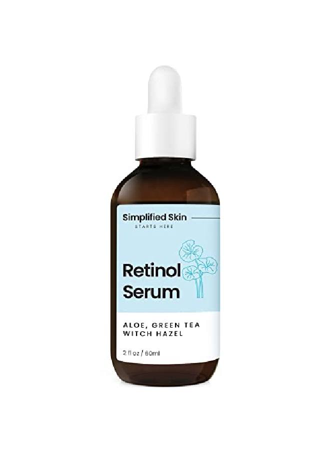 Retinol Serum 25% For Face & Eyes (2 Oz) With Vitamin A E Hyaluronic Acid & Green Tea For Antiaging Fine Lines & Wrinkles Brightening Facial Serum For Day & Night Use By Simplified Skin