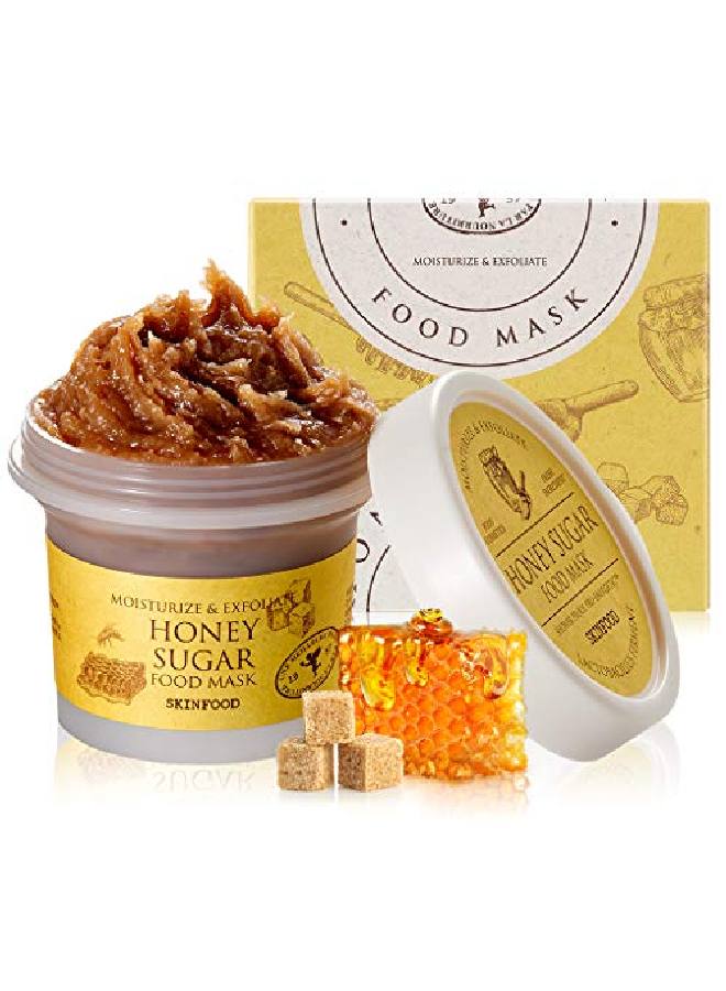 Skinfood Mask Honey Sugar 120G Facial Pore Cleanser Nourishing & Firming Skin Exfoliator Wash Off Face Masks W/Melting Sugar For Healthy And Smooth Skin Showerproof Texture (423 Oz)
