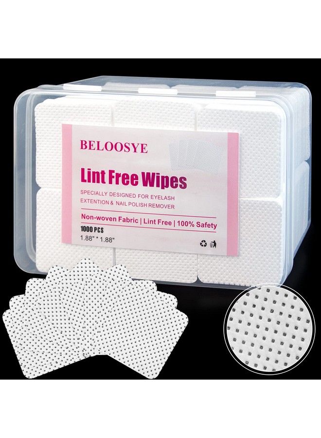 1000 Pcs Lint Free Nail Wipeseyelash Extension Glue Wipes With Containersuper Absorbent Soft Nonwoven Fabric Lash Glue Wipeslint Free Wipes For Lash Extension Supplies & Nail Polish Removerwhite