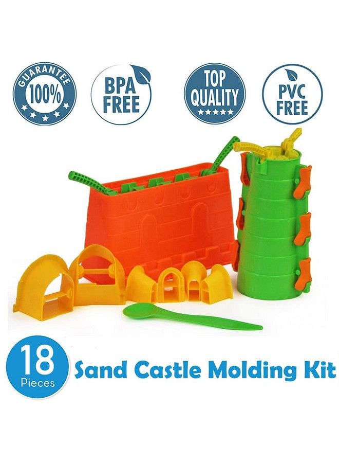 Beach Builder Create A Sand Castle Pro Building Split Mold Kit Toy For Kids (18 Pcs)