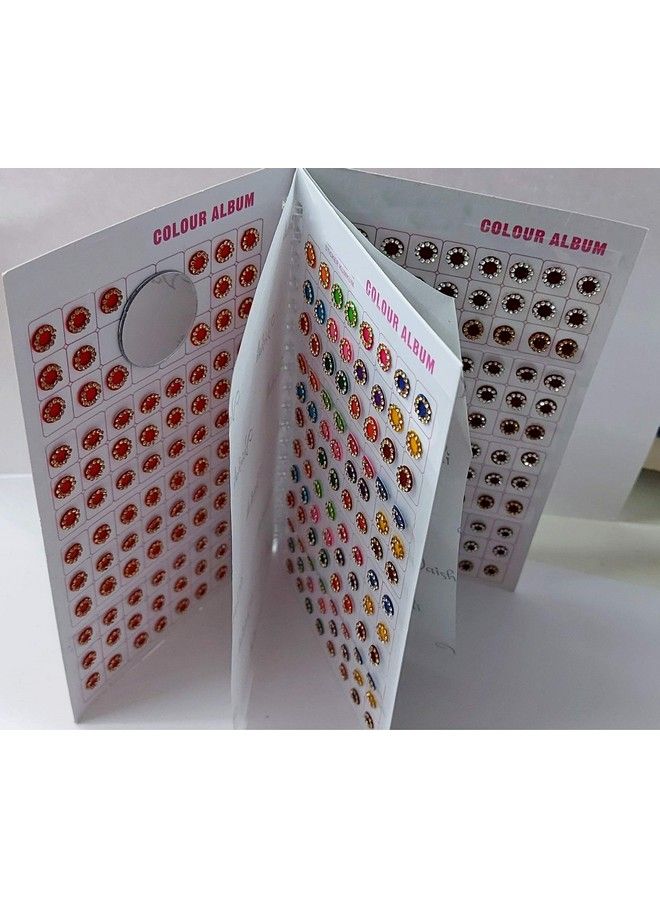 Forehead Sticker Kumkum Gold & White Stone Multicolour Bindi Booklet For Women & Girls (Stone Bindi Book 376 Bindis)