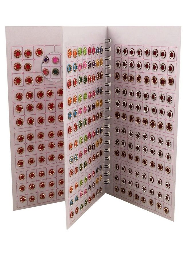 Forehead Sticker Kumkum Gold & White Stone Multicolour Bindi Booklet For Women & Girls (Stone Bindi Book 376 Bindis)