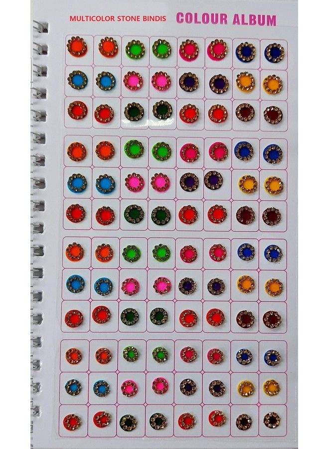 Forehead Sticker Kumkum Gold & White Stone Multicolour Bindi Booklet For Women & Girls (Stone Bindi Book 376 Bindis)