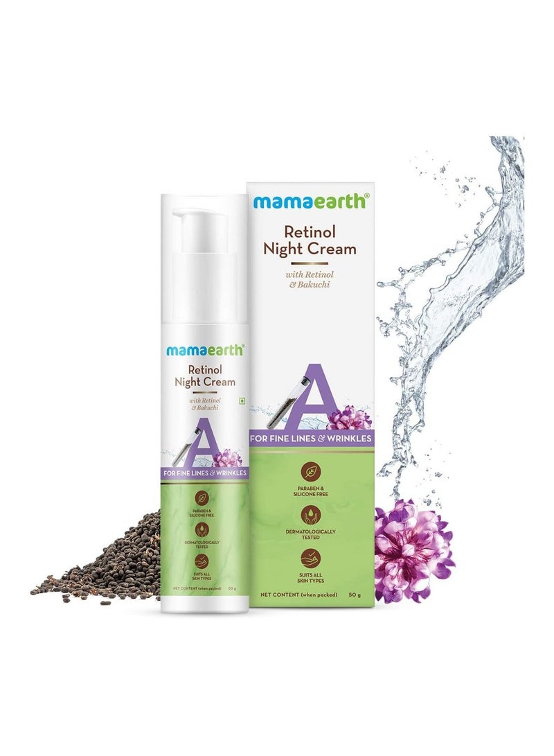 Mamaearth Retinol Night Cream For Women with Retinol & Bakuchi for Anti Aging Fine Lines and Wrinkles 50 g