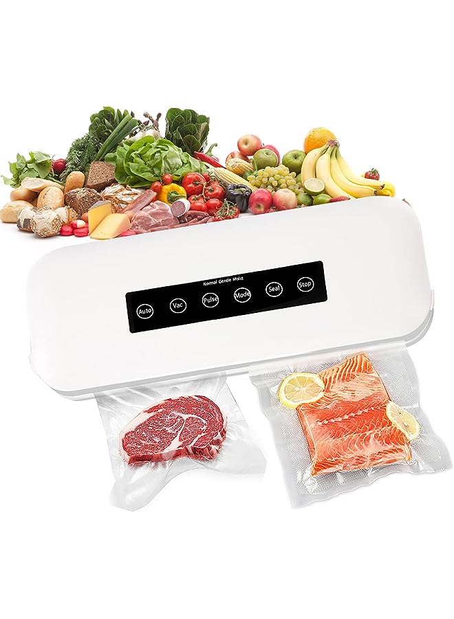 Sealer Machine Automatic Vacuum Air Sealing Machine Food Vacuum Sealer Food Preservation With Free Sealer Roll Bag And Built-In Cutter, Suitable For Preserving Meat, Seafood, Fruits, Vegetables