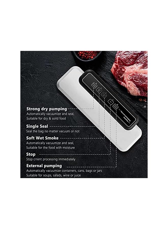 Sealer Machine By Crokett With 10 Bags- Automatic Food Sealer Machine With Compact & Portable Design- Lab Tested Vacuum Sealing Machine Featuring Led Indicator Lights, Dry & Moist Food Modes