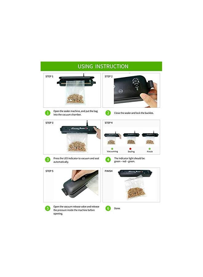Sealer Machine, Automatic Food Sealer With 30 Pcs Vacuum Bags, Vacuum Air Sealing System For Foodsavers Portable Sealer Food Vacuum Sealer Machines For Kitchen Food Preservation Storage Saver