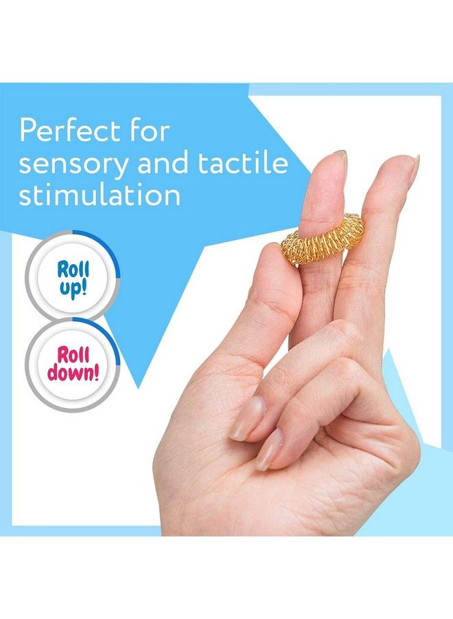 10 Pack Spiky Sensory Finger Rings Acupressure Fidget Toys For Kids And Adults With Attention Disorders Ocd And Anxiety 2 Colors (Silver And Gold)