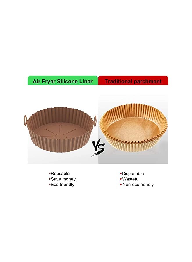 inch Air Fryer Silicone Pot,Food Safe Air Fryer Oven Accessories,Replacement for Paper Liners,Reusable Air Fryer Silicone Basket Air Fryer Pan Bowl for Frying, Baking, Cooking