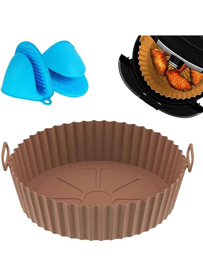 inch Air Fryer Silicone Pot,Food Safe Air Fryer Oven Accessories,Replacement for Paper Liners,Reusable Air Fryer Silicone Basket Air Fryer Pan Bowl for Frying, Baking, Cooking