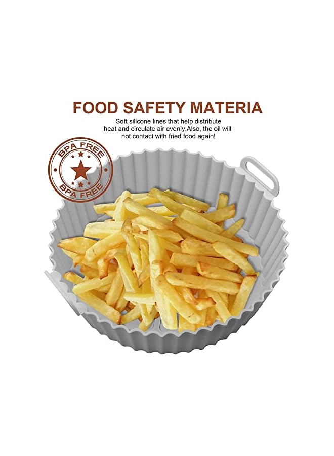 XND-A001 (3 PCS/SET) 8 inch round Reusable air fryer silicone basket liner, silicone air fryer pot with handle, air fryer silicone baking tray BPA-FREE