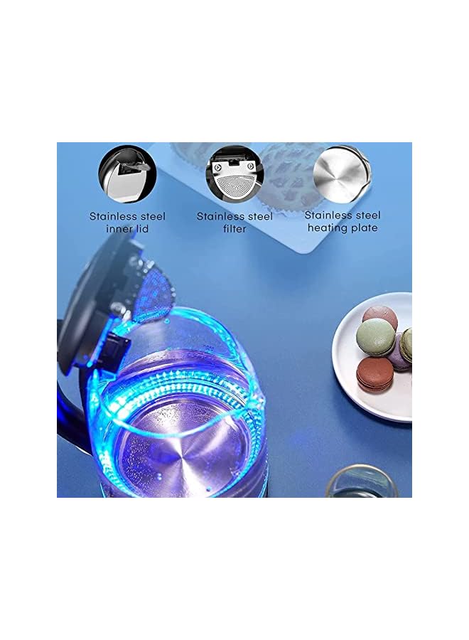 Electric Kettle Hot Tea Water Boiler, 1L Fast Boiling Hot Water Heater with Blue LED Indicator, Stainless Steel Inner Lid & Filter, Boil-Dry Protection & Auto Shut-Off BPA Free