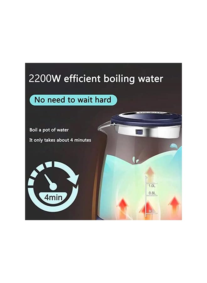 Electric Kettle Hot Tea Water Boiler, 1L Fast Boiling Hot Water Heater with Blue LED Indicator, Stainless Steel Inner Lid & Filter, Boil-Dry Protection & Auto Shut-Off BPA Free