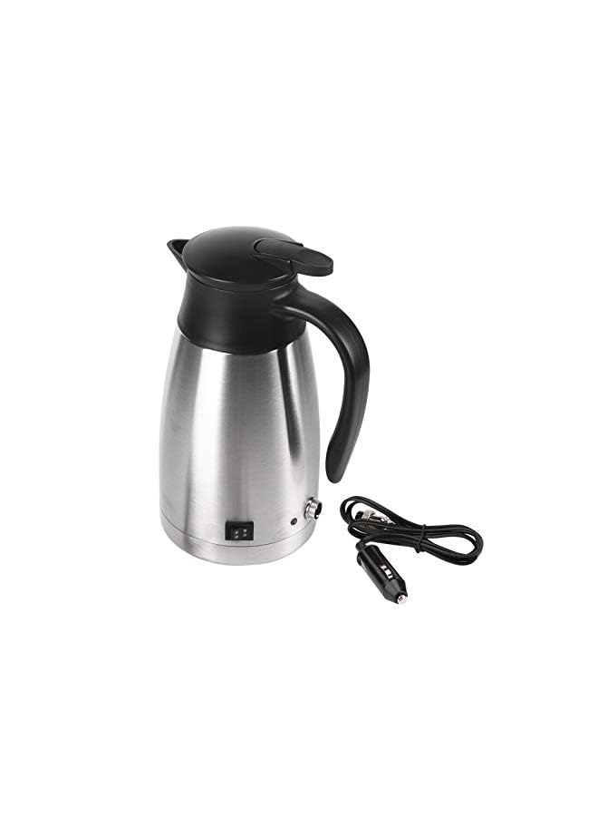 Kettle Thermos, 1000Ml 12V/24V Stainless Steel Electric In-Car Kettle, Vacuum Insulation Thermoses with Indicator Light, Auto Shut-Off Heating Water Bottle for Travel