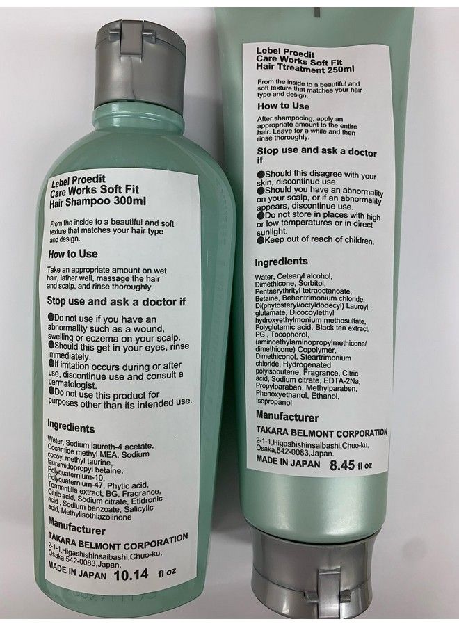 Proedit Care Works Hair Shampoo 300Ml & Hair Ttreatment 250Ml Set Soft Fit (Green Tea Set)