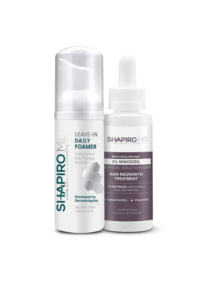 Men’S Regrowth Travel Kit: Leave-In Foamer 5% Minoxidil. Achieve Thicker Fuller And Healthier Looking Hair With Shapiro Md 1 Month Supply