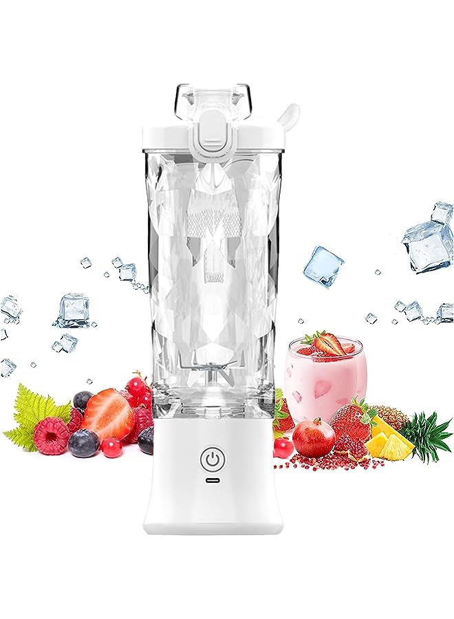 Portable Blender, Personal Size Hand Blender, Electric Juicer Blender（Usb Rechargeable), 6 Stainless Steel Blades Mini Travel Blender Smoothie Maker, Fruit and Milk Shakes - 600ML