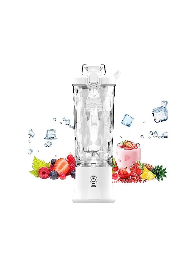 Portable Blender, Personal Size Hand Blender, Electric Juicer Blender（Usb Rechargeable), 6 Stainless Steel Blades Mini Travel Blender Smoothie Maker, Fruit and Milk Shakes - 600ML