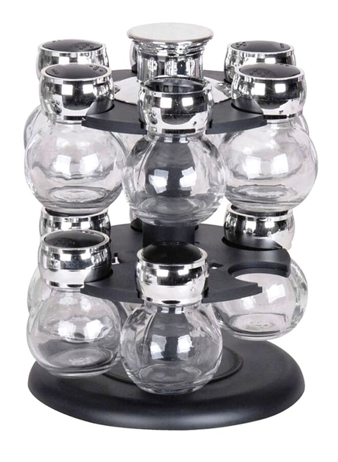 Spice Jar Rack Set Black