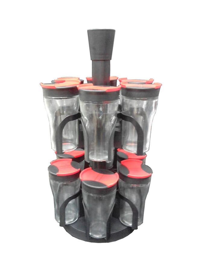 Spice Jar With Rotating Rack Clear/Black/