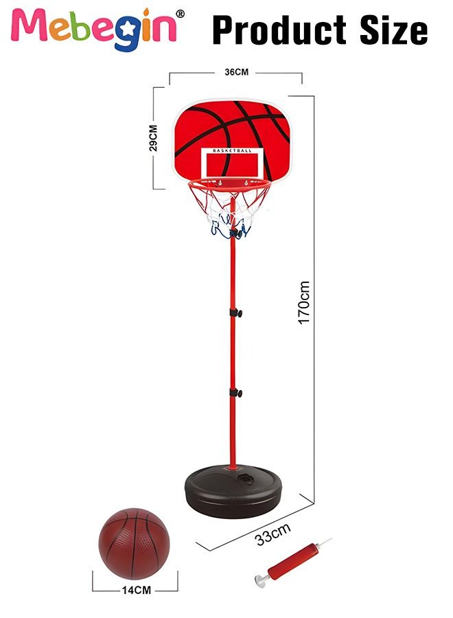 175cm Basketball Stand Hoop Set, Kids Basket Holder Include Ball and Inflator, Adjustable Basketball Stand, Basket Holder Hoop Goal, Outdoor Fun Sports Activity Game
