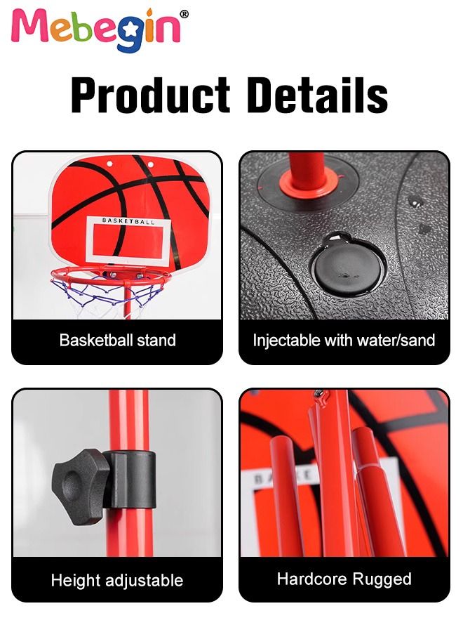 175cm Basketball Stand Hoop Set, Kids Basket Holder Include Ball and Inflator, Adjustable Basketball Stand, Basket Holder Hoop Goal, Outdoor Fun Sports Activity Game
