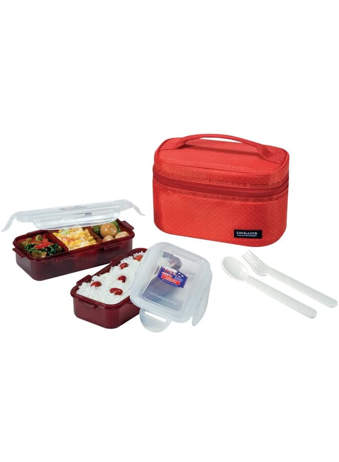 Lock Lunch Box 5PcSet 1Pc Black Bag 2Pc