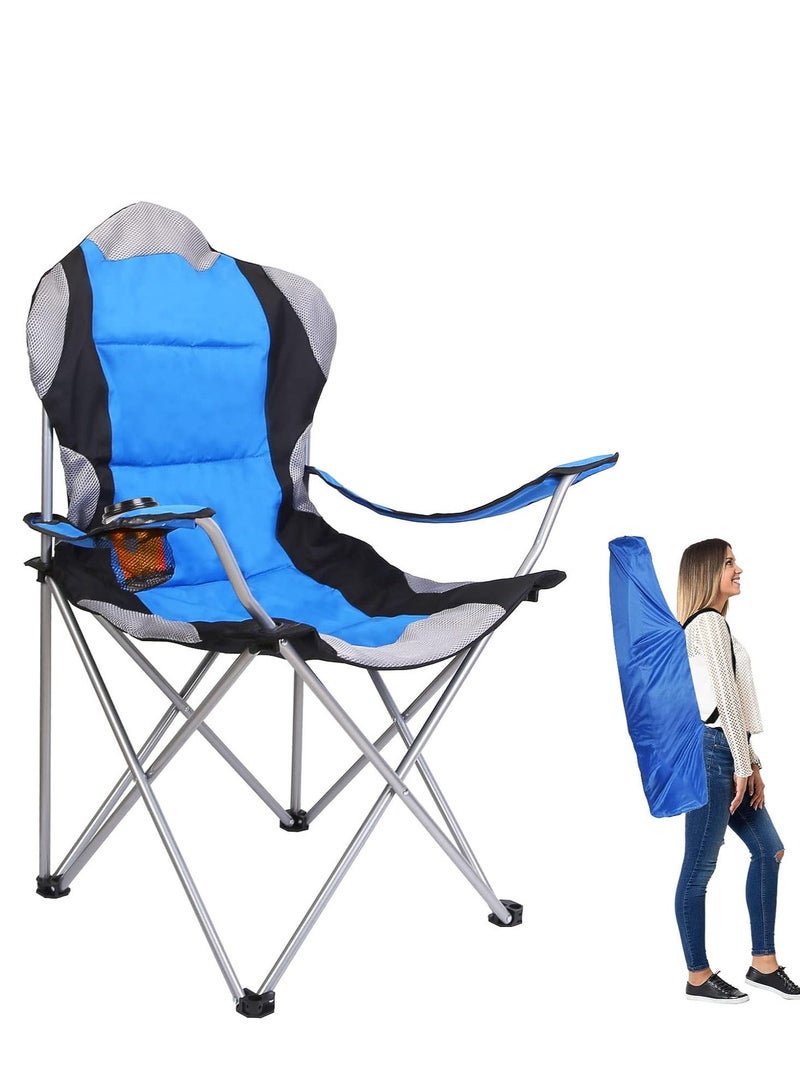 Folding Camping Chair with Cup Holder Heavy Quality-Blue | Sadu Chair | Foldable Chair | Garden Chair | Fishing Chair | Travel Chair | Picnic Chair