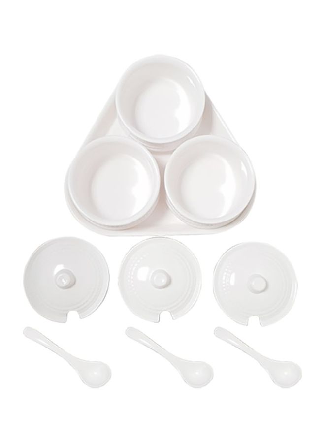 10-Piece Multi-Purpose Condiment Dish Set White 12cm