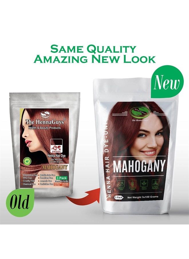 MAHOGANY Henna Hair & Beard Dye/Color 3x100 Grams - The Henna Guys®