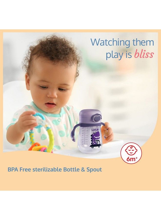 Baby Bite Resistant Soft Silicone Straw Sipper Cup With Handle With Weighted Straw Sippy Cup With Anti Spill Lock Bpa Free 6M+ 300 Ml Purple