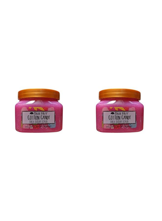Tree Hut Cotton Candy Shea Scrub 18 Oz! Made With Real Sugar Certified Shea Butter And Strawberry Extract! Exfoliating Body Scrub! 2 Pack