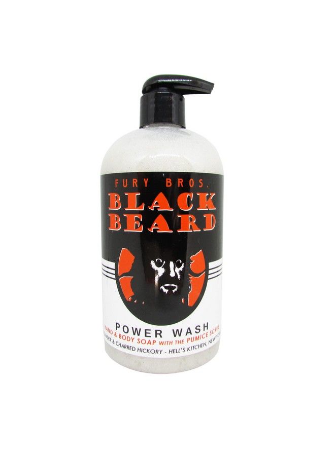 Black Beard Premium Hand & Body Power Wash From Gun Powder Charred Hickory : All Natural Vegan Friendly With Pumice Scrub : Made In The USA : 16 oz